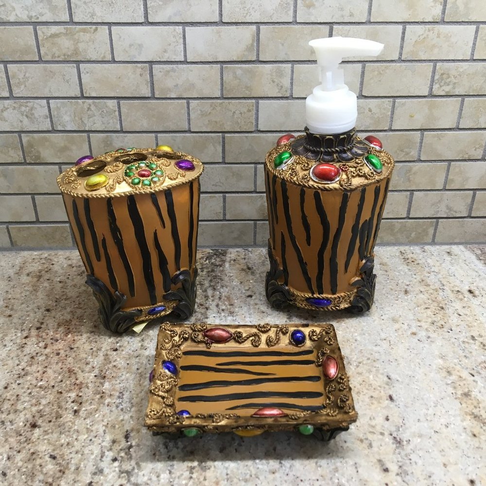 Bathroom Counter Set- 3 Pieces-Soap Dish, Lotion Dispenser, Toothbrush Holder